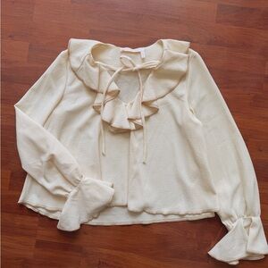 See by Chloe Cream Ruffle Tie-Neck Blouse